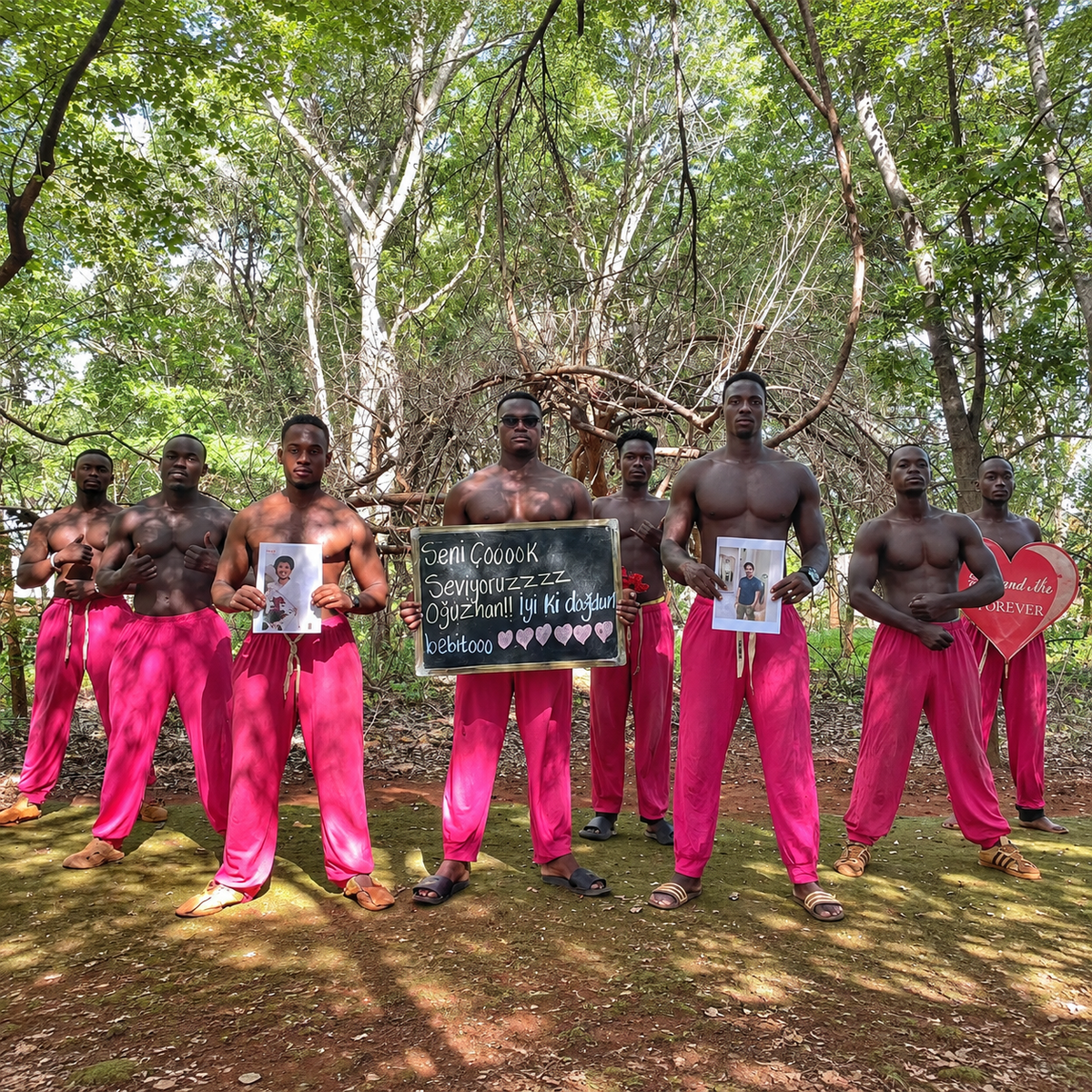 African Pink Pants Muscle Men Birthday Video | Personalized Greeting